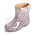 thumbnail image 6 of Womens Polka Dot PVC Waterproof Mid Calf Rain Boots, Floral Cuff Lined, Soft Warm Interior, Pull On Casual Rain Shoes for Daily Outdoor Indoor Wear Gray E, 6 of 7
