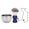 thumbnail image 1 of Juego de 3 brochas de afeitar para barba, cuenco y soporte para brochas de afeitar de acero inoxidable., 1 of 11