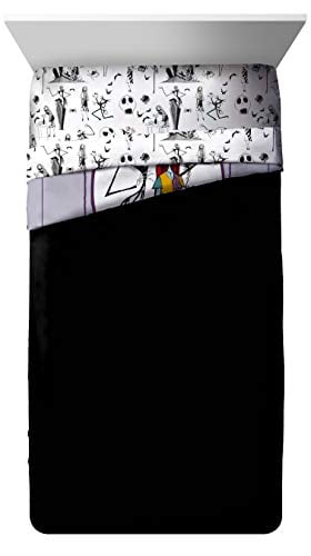 Official Disney Product Super Soft Kids Reversible Bedding Features Jack Skellington & Sally Fade Resistant Microfiber Disney Nightmare Before Christmas Gothic Romance Twin Comforter & Sham Set
