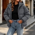 thumbnail image 2 of Cmtiyu Plus Size Winter Coats for Women Oversized Long Sleeve Hooded Gray Puffer Jacket Casual Warm Drawstring Zipper Winter Coats with Pockets M-4XL, 2 of 7
