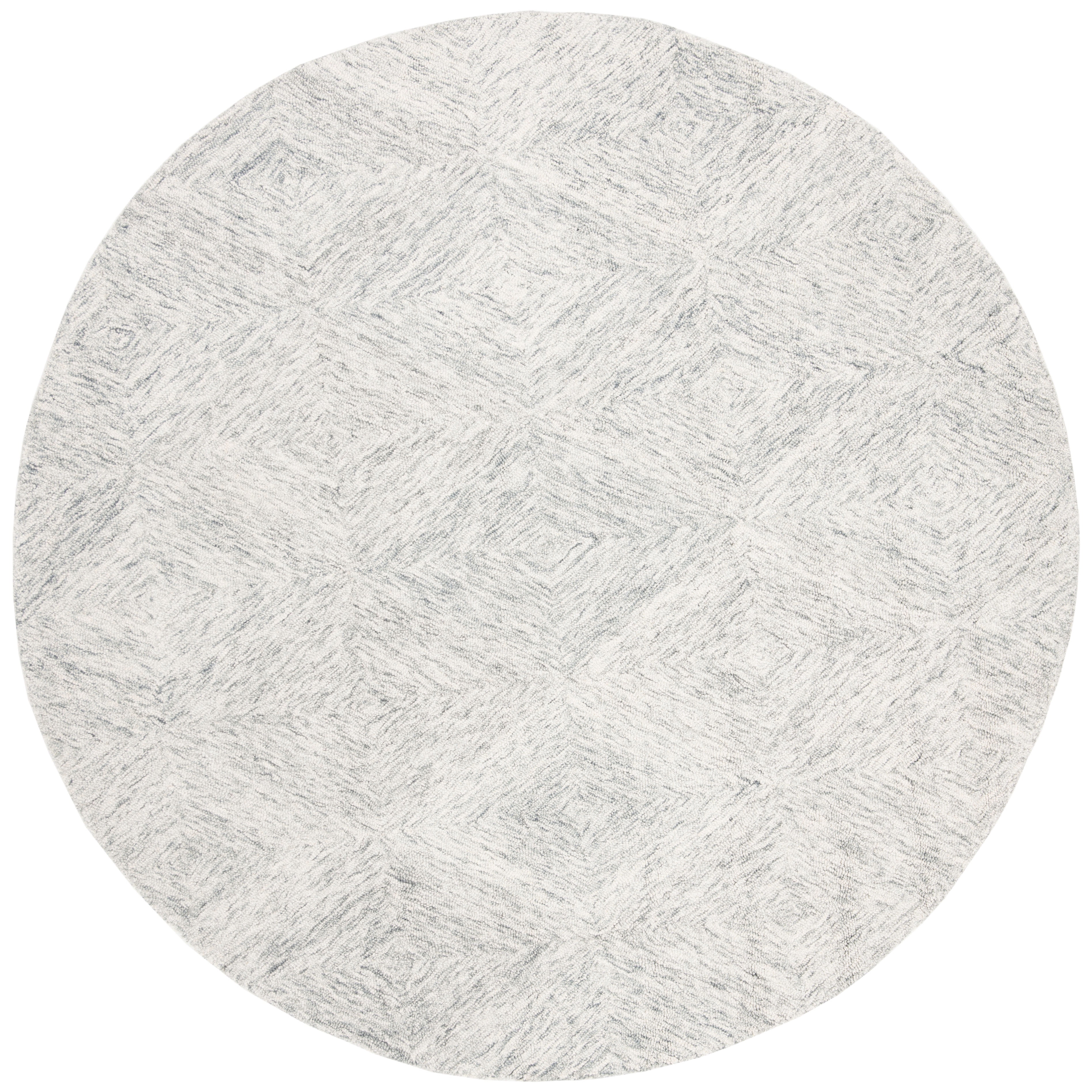 SAFAVIEH Abstract Summer Geometric Wool Area Rug, Silver, 6' x 6' Round