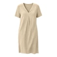 thumbnail image 6 of Umfun Comfy V-Neck Short Sleeve Cotton Dresses for Women with Side Pockets - Relaxed Fit T-Shirt Dress for Errands & Lounging, 6 of 10