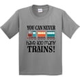 thumbnail image 3 of Inktastic Toy Train Never Have Too Many Trains Youth T-Shirt, 3 of 5