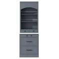 thumbnail image 5 of Modern 83.7inch High Kitchen Pantry, Freestanding Tall Kitchen Hutch with Faux Marble Top,Cupboard Cabinet with 5 Storage Drawers and Adjustable Shelf, Set of 2 (Gray), 5 of 11