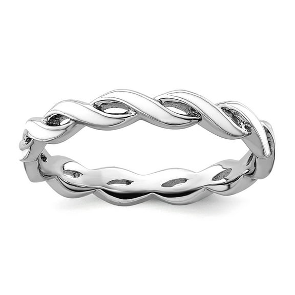 2mm 925 Sterling Silver Polished Stackable White Enamel Ring Size 5 Stackable Ring for Women