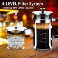 thumbnail image 2 of French Press Coffee Maker 304 Stainless Steel Coffee Press,with 4 Filters System, Heat Resistant Thickness Borosilicate French Press Glass, BPA-Free Brewed Tea Pot Coffee Plunger(Copper 12oz), 2 of 4