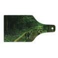 thumbnail image 1 of Jungle Cutting Board, Rainforest in Thailand Foliage Greenery Wooden Pathway Trekking Primeval, Decorative Tempered Glass Cutting and Serving Board, Wine Bottle Shape, Green Brown, by Ambesonne, 1 of 1