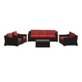 thumbnail image 2 of Portland 5-PC Patio PE Rattan Sofa, Loveseat and Arm Chairs in Red with Square Coffee Table, 2 of 3