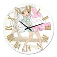 thumbnail image 2 of Designart 'Young Girl With Shopping Boxes In Paris' Shabby Chic Wall Clock, 2 of 5
