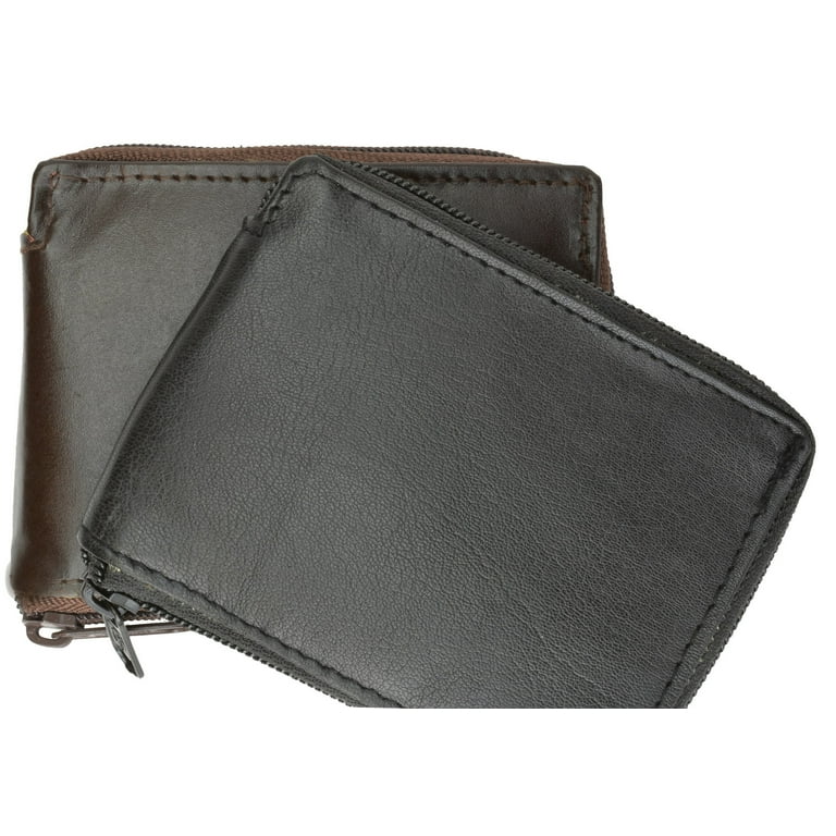 All Rounder Zipper Mens Leather Bifold Wallet (C) 574 - Walmart.com