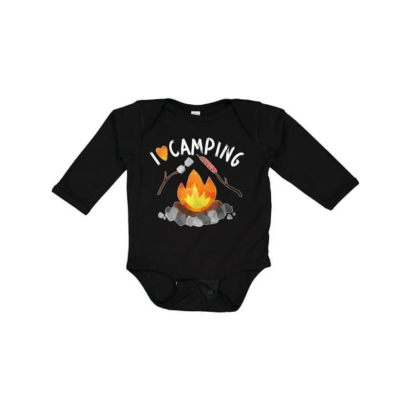 Inktastic I Love Camping- Campfire, Hot Dog, Marshmallows Boys or Girls Long Sleeve Baby Bodysuit