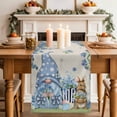 thumbnail image 2 of Table Runner 72 Inches Long for Kitchen Dining, Easter Dresser Scarf Farmhouse, Dining Table Decorations for Wedding/Parties, Farmhouse Retro Spring Rabbits Gnomes Blue Flowers 13 x 72 In, 2 of 8