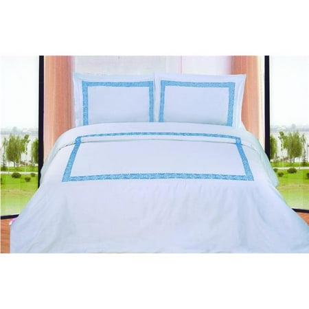 Serena 3-Piece Duvet Cover Set King-White/Blue