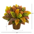 thumbnail image 2 of Nearly Natural 17" Orange Garden Croton Artificial Plant in Basket (Real Touch), 2 of 2
