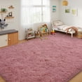 thumbnail image 5 of Janvonne Soft Fluffy Shaggy Area Rug, 8'x 10' Bean paste Pink Plush Fuzzy Carpet for Bedroom Living Room, Non-Slip Modern Indoor Shag Rug for Kids Room Nursery Home Decor, 5 of 8