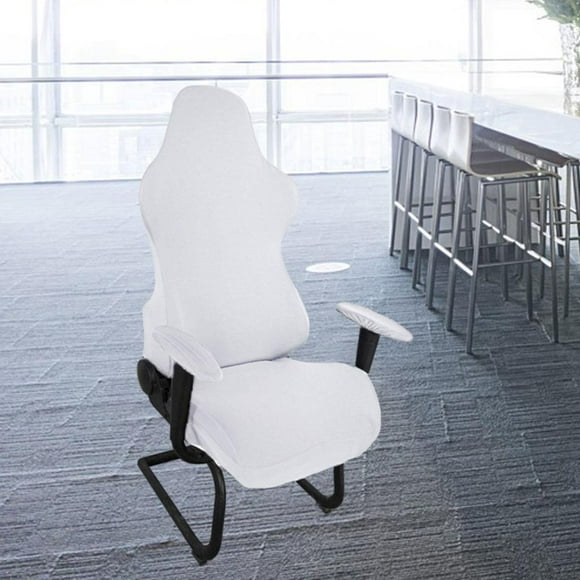 Funda Elásti Silla de Juegos, Universal, a Prueba de Polvo, Color Sólido, Ergonómica, Suave, Reposabrazos, Giratoria, Silla de Orden blanco perfecl Funda para sillón