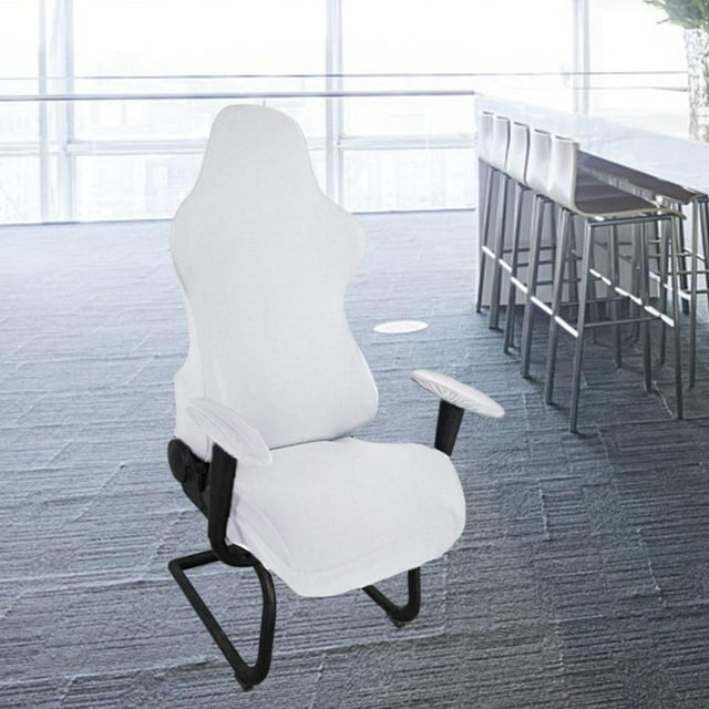 Funda Elásti Silla de Juegos, Universal, a Prueba de Polvo, Color Sólido, Ergonómica, Suave, Reposabrazos, Giratoria, Silla de Orden blanco perfecl Funda para sillón