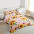 thumbnail image 4 of Manfei Vibrant Sunflower Child Queen Comforter Set, Rustic Plant Botanical Bedding Sets, Cartoon Butterfly Reversible Bedding Comforter Set, Luxury Bedroom Decor, 3-Piece, 4 of 9