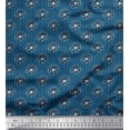 thumbnail image 1 of Soimoi Blue Polyester Crepe Fabric Stripe & Peony Floral Decor Fabric Printed BTY 42 Inch Wide, 1 of 3