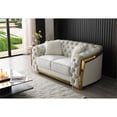 thumbnail image 2 of Pemberly Row Modern Velvet Upholstered Loveseat in Ivory/Gold Finish, 2 of 7