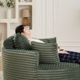 thumbnail image 6 of Leumius Oversized Round Chair Lounge Chaise Indoor,50" Upholstered Corduroy Deep Seat Single Cloud Sofa Chair, Fluffy Modern Large Circle Boneless Sleeper Sofa for Living Room, Bedroom,Green, 6 of 16