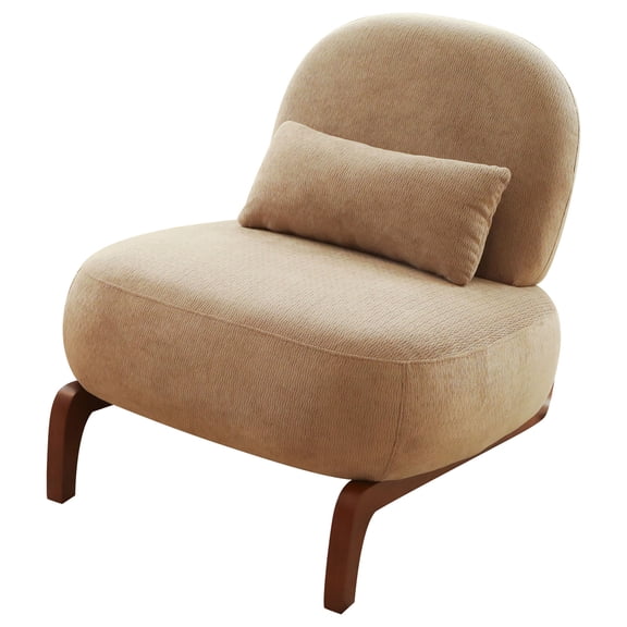 S-HOME Velvet Accent Chair with Solid Wood Legs, Comfy Armless Design Ideal for Living Room and Cozy Bedroom Decor