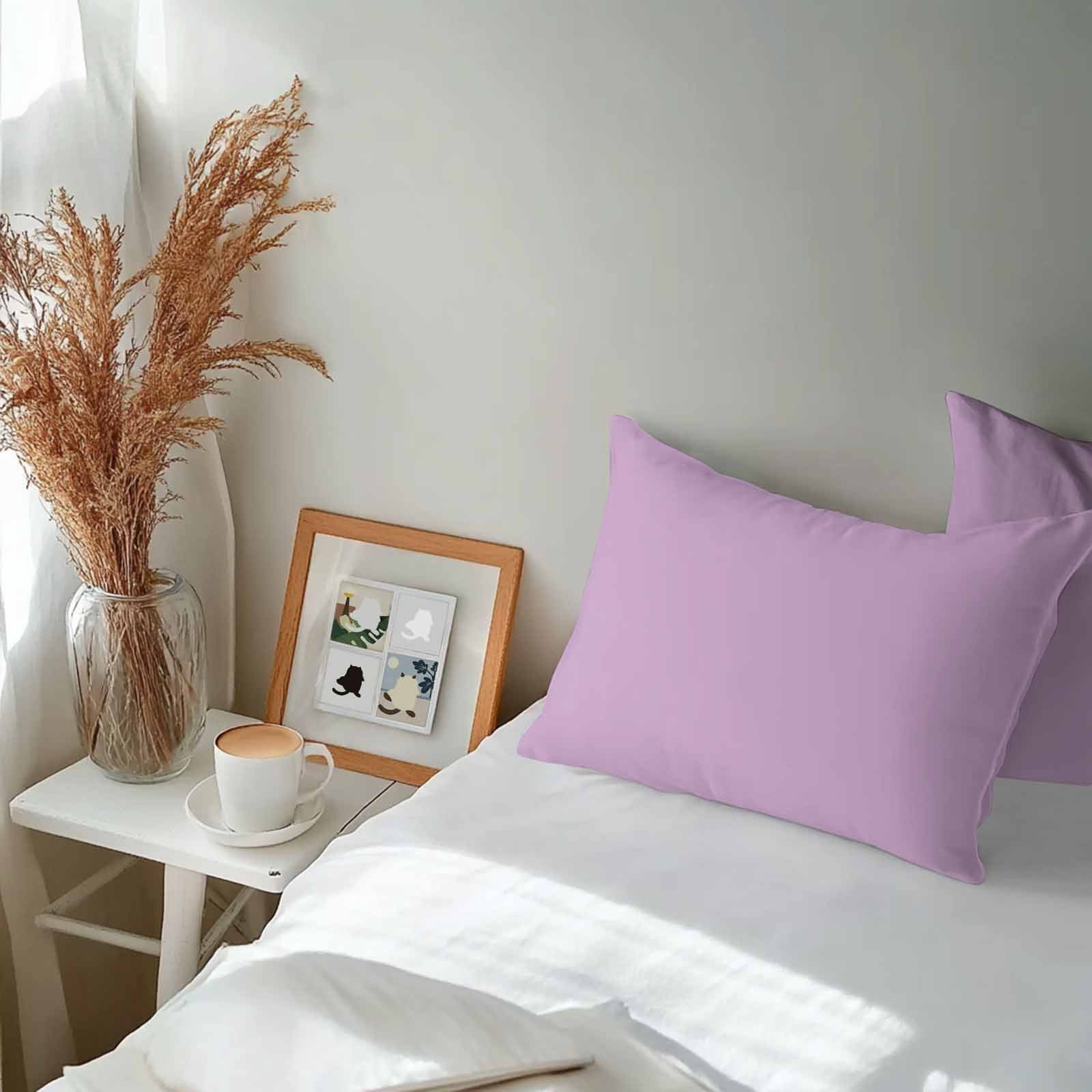 Outdoor Waterproof Throw Pillow Covers Set of 2 Lavender Decorative Pillowcases Lumbar Outdoor Pillows Cushion Case 20x12 Inch Solid Purple Color Patio Pillows for Couch Sofa Bed Garden