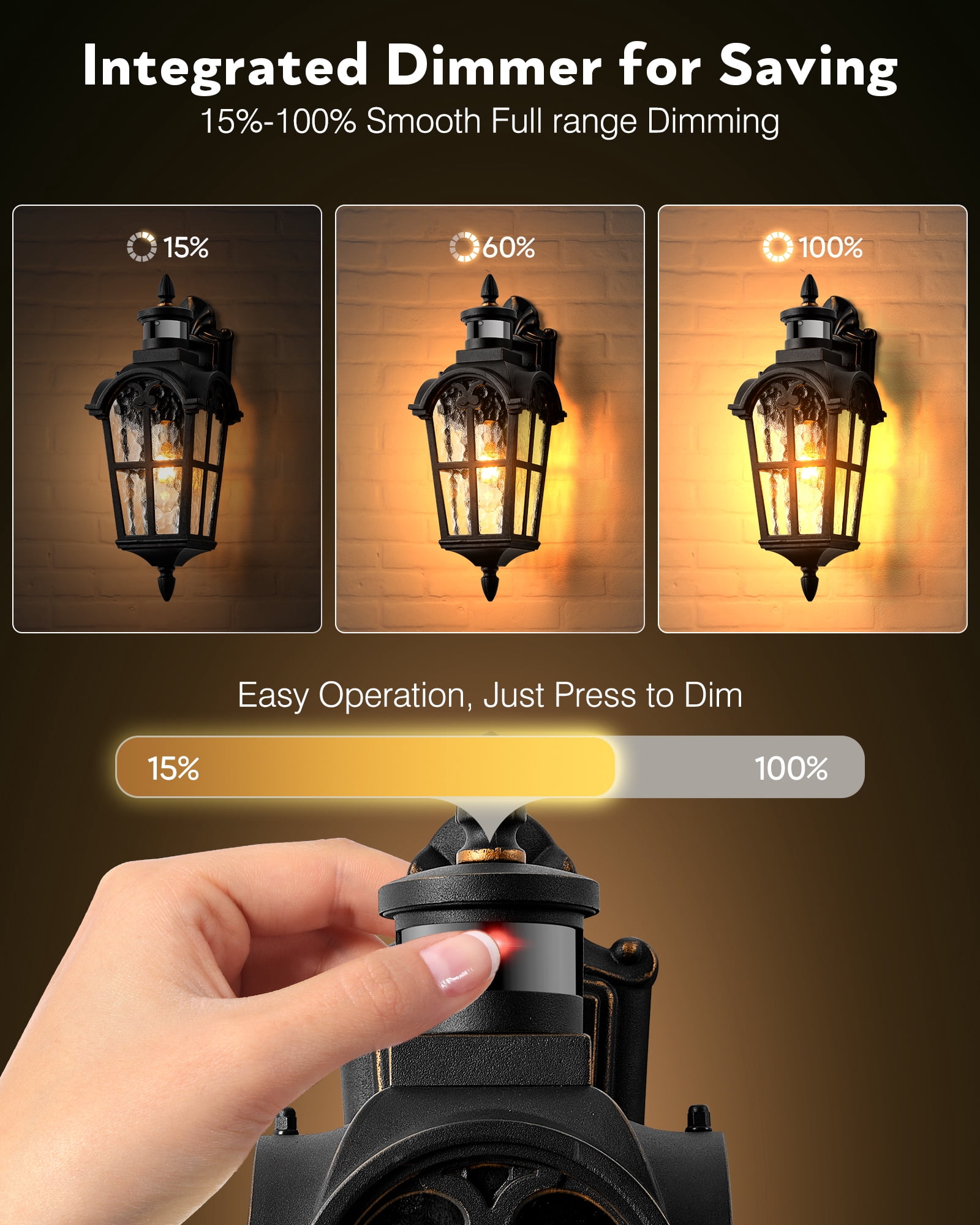 VIANIS Motion Sensor Outdoor Lights, Outside Wall Lights Black with Gold Trim, Waterproof Dusk to Dawn Outdoor Lighting, Exterior Lighting Fixtures for House, Patio, 2 Pack 16.4" H