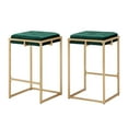 thumbnail image 4 of Weston Home Oddie Gold Finish Velvet Button Tufted Counter Stools, Dark Green (Set of 2), 4 of 10