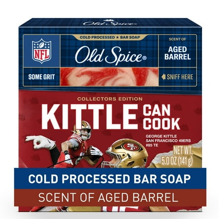 Old Spice Men's Cold Processed Bar Soap, NFL Collection, Kittle Can Cook, Aged Barrel, 5oz