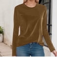 thumbnail image 2 of JIAYUE Women's Shirts Long Sleeve Velvet Soft Round Neck Solid Color Basic Casual Layering Comfort Daily Wear Trendy Female Tops, 2 of 5