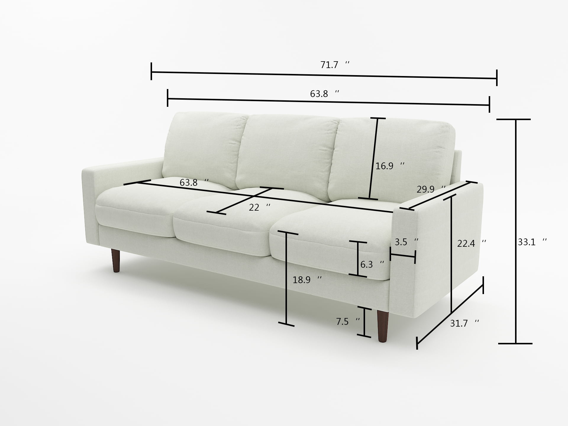 Craigmont 71.7'' Square Arm Sofa