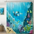 thumbnail image 2 of Tropical Fish Shower Curtain, Ocean Underwater World Jellyfish Colorful Coral Reef Summer Bathroom Curtain Waterproof Fabric Machine Washable with Hooks,72" Wx84 L, 2 of 6