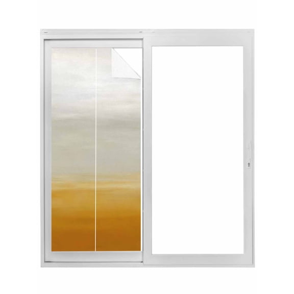 Burnt Orange Beige Ombre Window Privacy Film, Modern Abstract Art Texture Static Cling UV Sun Blocking Tint Film Heat Control Windows Films for Bedroom Bathroom, Window Stickers 17.7"x39.3"