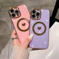 thumbnail image 5 of Compatible with iPhone 14 Pro Max Magnetic Case, Glitter Case with Love Heart, Luxury Plating Cute Bling, Compatible with MagSafe, Clear Slim Shockproof Cover for Women Girls-Light Purple, 5 of 14