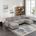 thumbnail image 1 of 110" L-Shape Convertible Sectional Sofa 4 Seats Couch with Movable Ottoman Storage Pockets Modern Upholstered Sofa for Apartment,Grey, 1 of 6