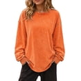 thumbnail image 2 of Harpily Womens Shirts Crew Neck Long Sleeve Washed Texture Curved Hem Fall Tops for Women Daily Leisure Vacation Outfits, 2 of 4