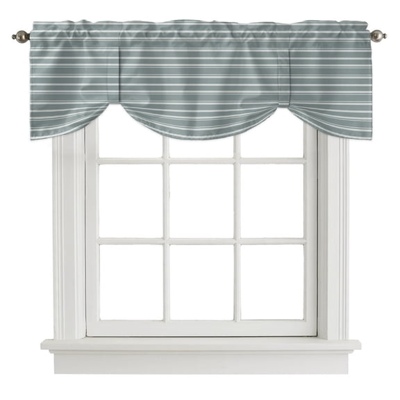 Tie Up Valance Sage Green Striped Valances for Windows Sage Green Striped Balloon Shade Valance Window Treatment Adjustable Short Curtain Valances for Living Room Kitchen Bedroom Bathroom 42"x18"