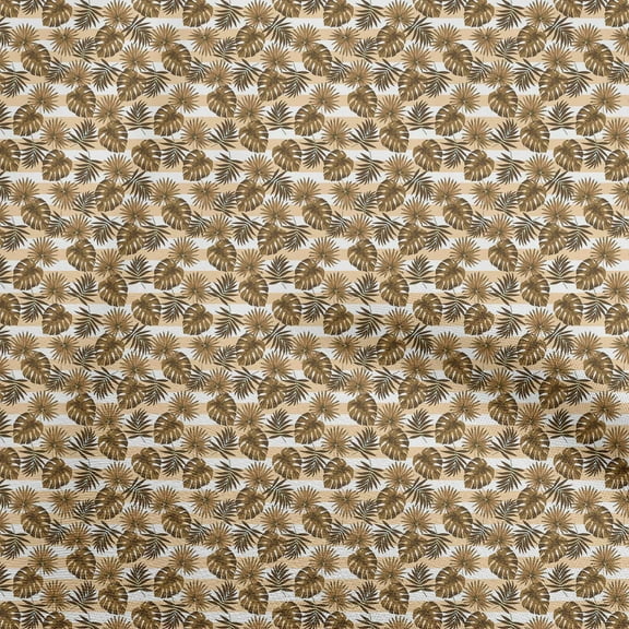 oneOone Viscose Chiffon Brown Fabric Leaf With Stripes Quilting Supplies Print Sewing Fabric By The Yard 42 Inch Wide