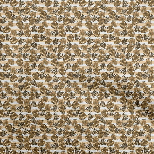 oneOone Polyester Spandex Brown Fabric Leaf With Stripes Fabric For Sewing Printed Craft Fabric By The Yard 56 Inch Wide