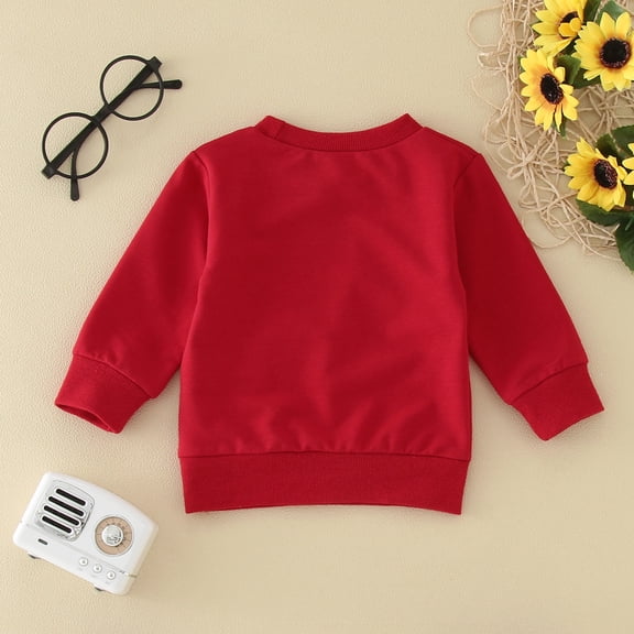 Vedolay Sweatshirts Girls Long Sleeve Shirts Ruffle Crewneck Sweatshirts Loose Pullover Tops,Red 6-12 Months