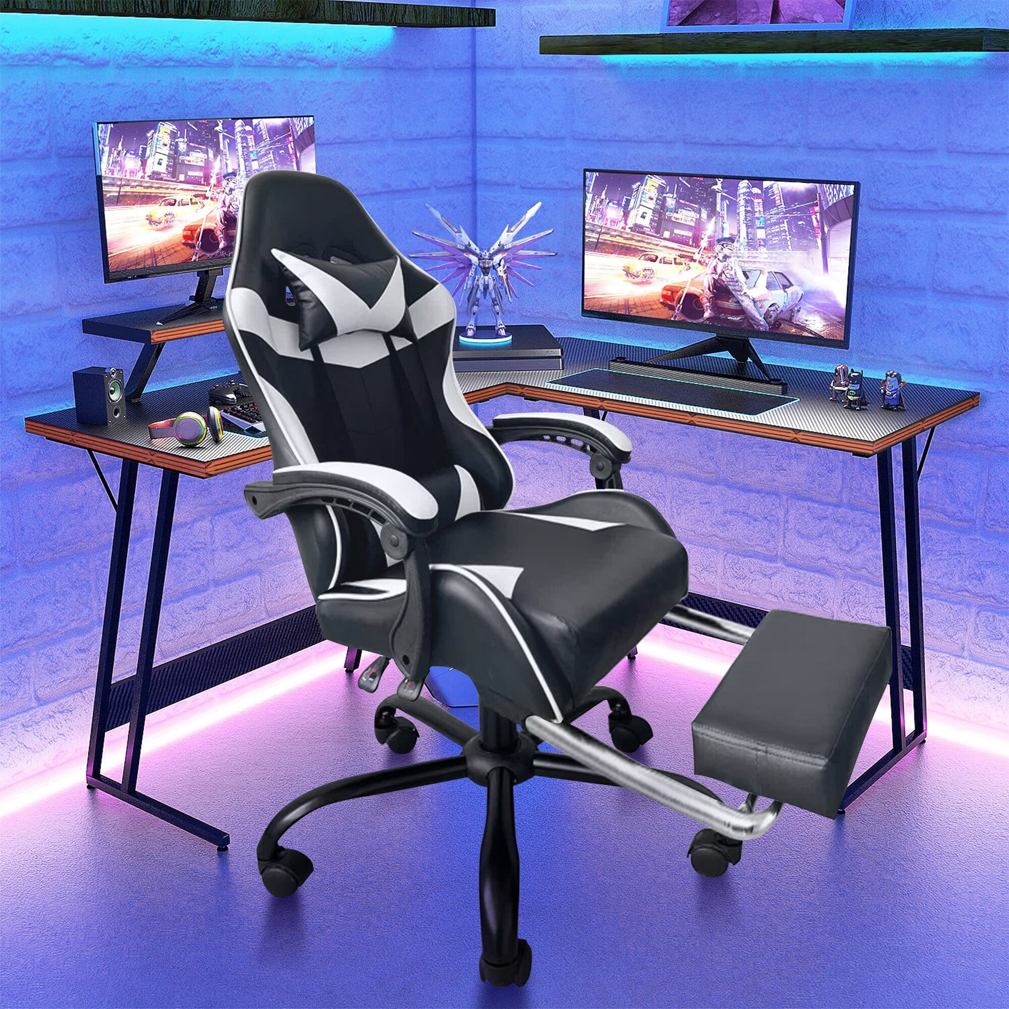 NEO CHAIR Ergonomic Office Chair Desk Chair Mid Back Executive PU Leather  Adjustable Computer Desk Gaming Chair Comfortable Padded Arm Lumbar Support  Rolling Swivel with Wheels (Jet Black) 