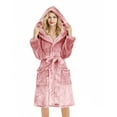 thumbnail image 7 of Women's Fleece Hooded Bath Robe with Eye Mask Plush Soft Bathrobe Warm Lounge Sleepwear Robe with Pockets Gift for Mom Wife, 7 of 7