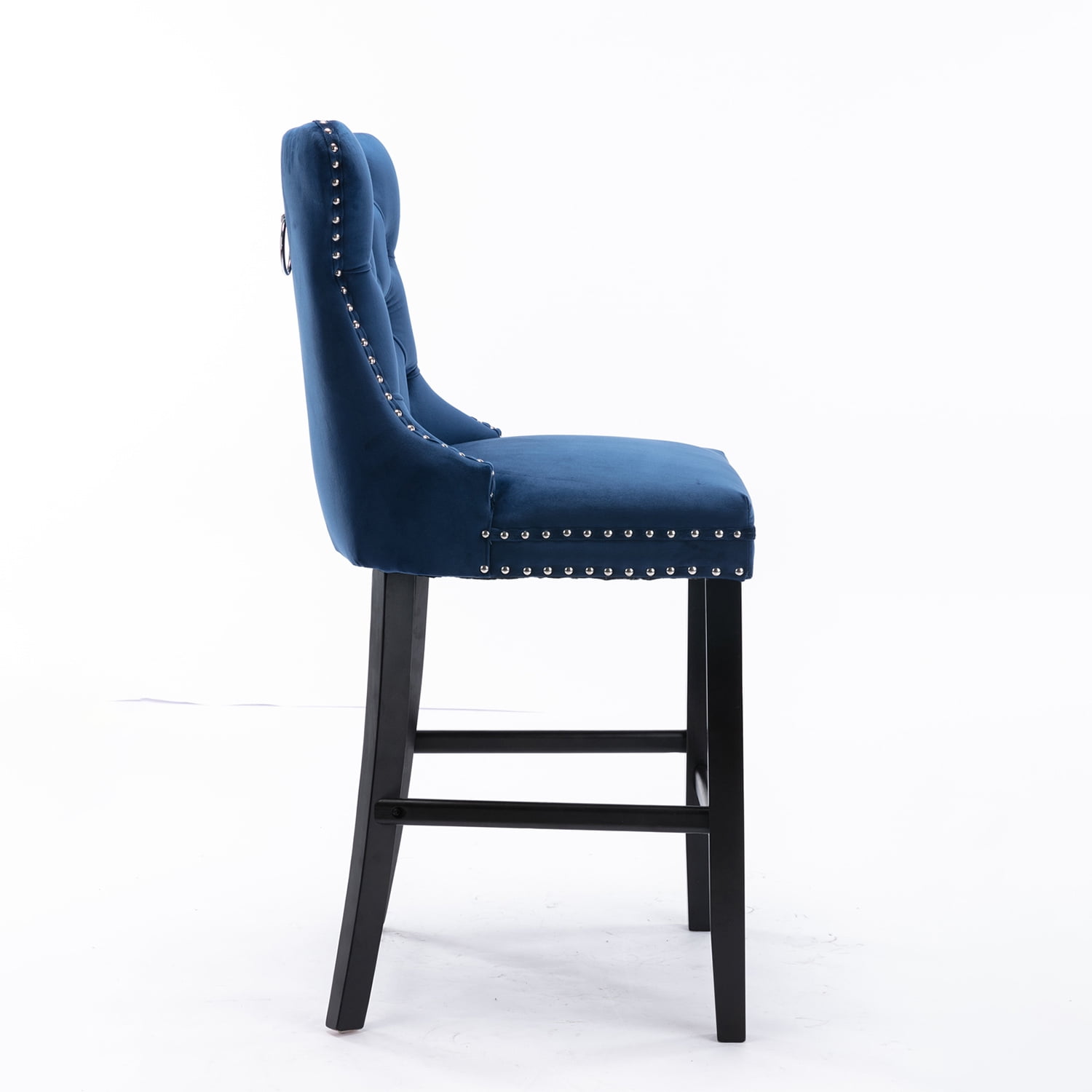 Demi Bonn 40" Counter Height Bar Stools Set of 2, Velvet Upholstered Barstools with Back, Kitchen Island Countertop Chairs for Dining Room, Blue