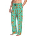 thumbnail image 3 of Mens Pajama Pants - Soft Sleep & Lounge Pants for Men, Carrot Pattern cyan Cuteness Casual PJ Bottoms Pants with Pockets, 3 of 5