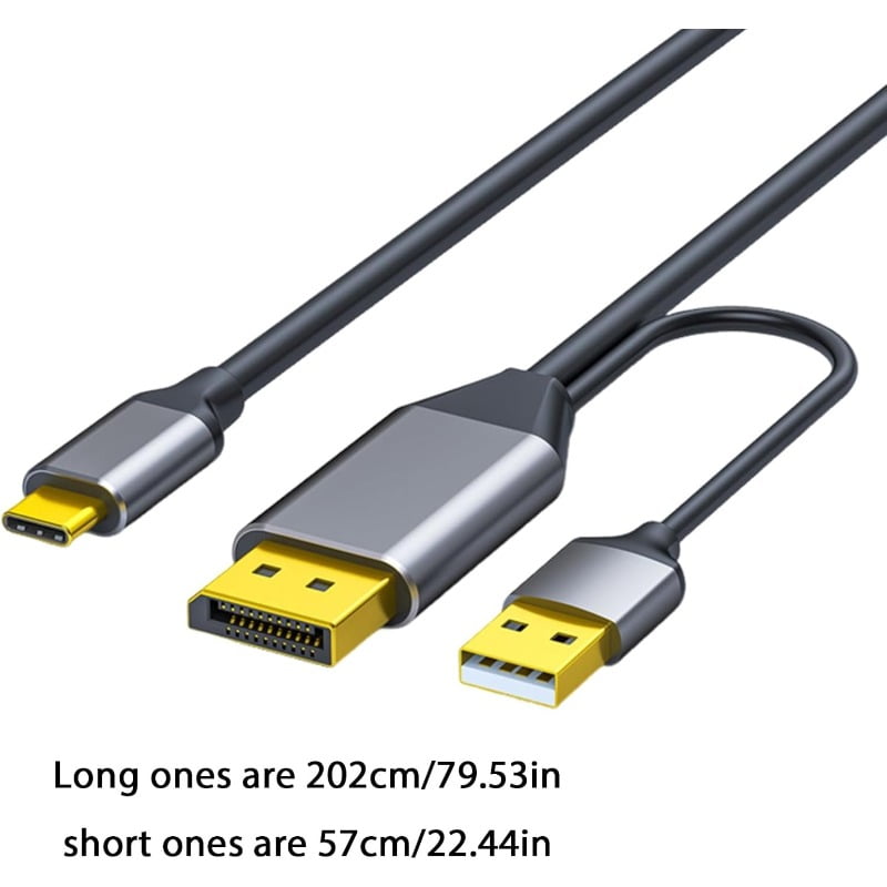 DisplayPort To USB Type C Cable 4K@60Hz Touch Function For Portable Monitors Laptops Aluminum USB Type C Cable DisplayPort To USB C Cable