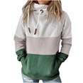 thumbnail image 1 of Mujeres Sexy Color Bump Stripe Costura Color Bolsillo Otoño Invierno Crop Workout Manga larga Cruz Cuello alto Sudaderas con capucha Sudadera Casual Blusa Tops Fridja  fksj4185, 1 of 3