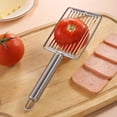 thumbnail image 2 of Stainless Steel Tomato Slicer,Multipurpose Kitchen Gadget With Ergonomic Handle, Effortless Uniform Slicing For Tomatoes Sausages Cheese Soft Foods,Easy To Clean,Handheld Cutter,3.14''X9.25''(Silver), 2 of 7