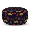 thumbnail image 1 of Nature Pouf Cover with Zipper, Various Tree Patterns Branches and Blossoms Seasonal Botanical Art, Soft Decorative Fabric Unstuffed Case, 30" W X 17.3" L, Night Blue and Multicolor, by Ambesonne, 1 of 5