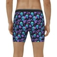 thumbnail image 4 of Picia purple flower blue Skull Pattern Men's Athletic Long Leg Briefs , Performance Stretch Underwear，Moisture-Wicking, 4 of 7